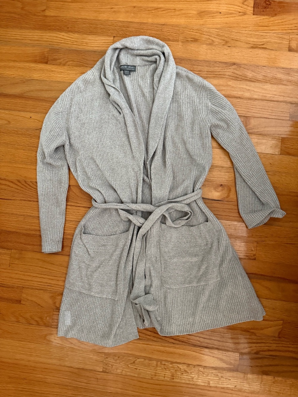 Barefoot Dreams Shawl Collar Belted Cardigan/Robe- Gray Dove